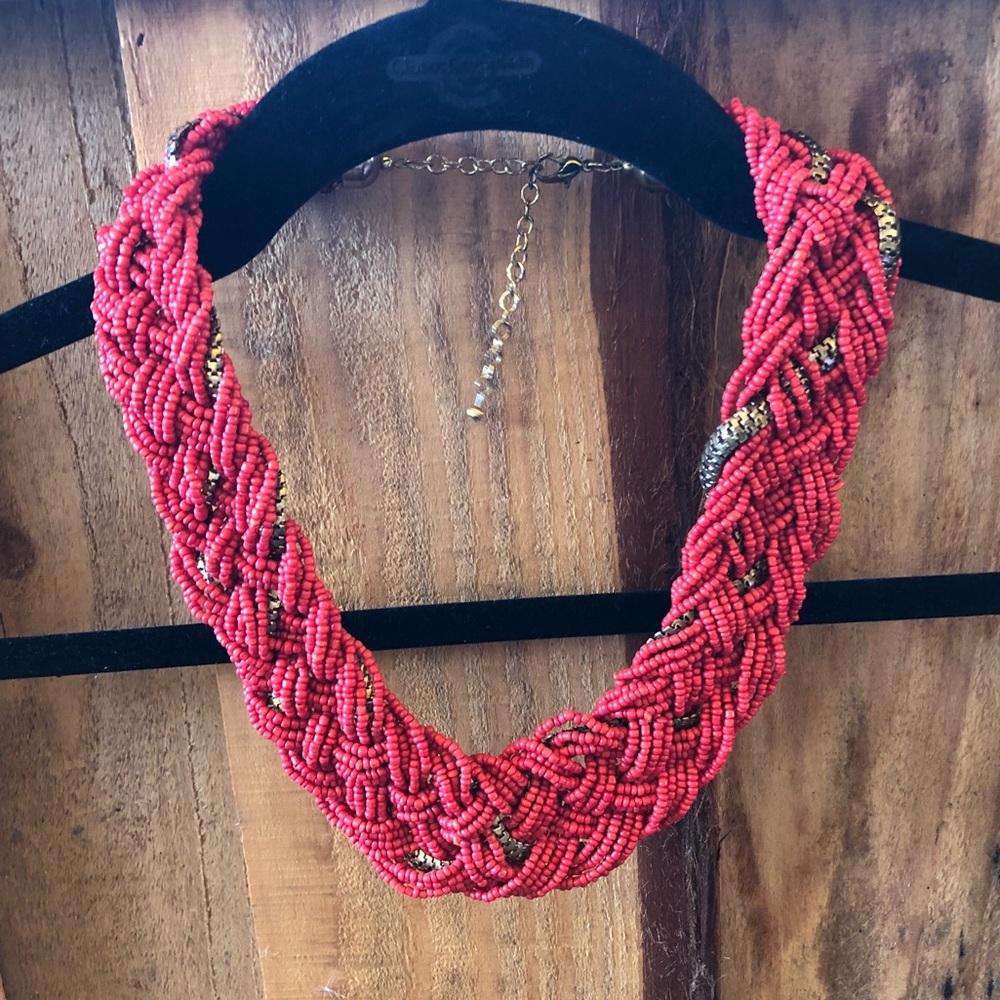Red and gold statement necklace.